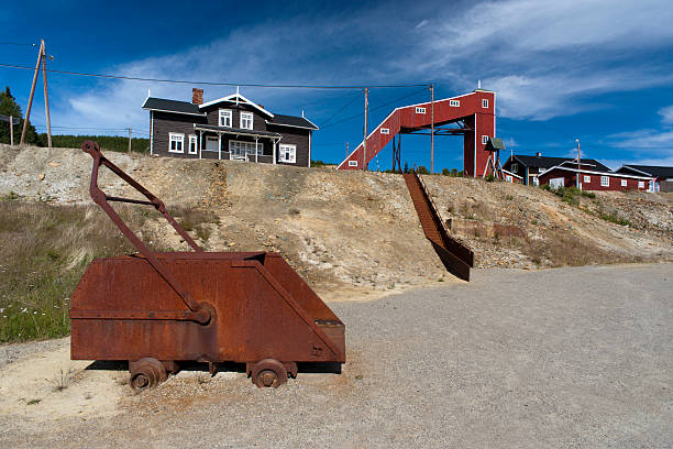 Old rust mining truck at copper mine camp, Foldall, Norway