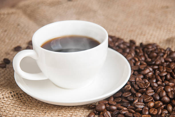 istock Hot Coffee on gunny-bag 486601390