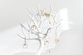 Jewelry display, stand hanger in shape of tree in white