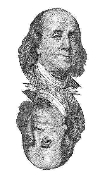 istock Benjamin Franklin portrait on $100 banknote. Isolated on white. 486602823