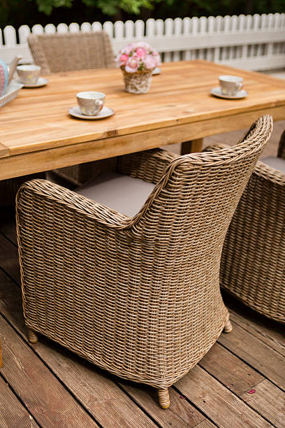 Rush Mat Chair Close Up  from Garden Furniture stock photo
