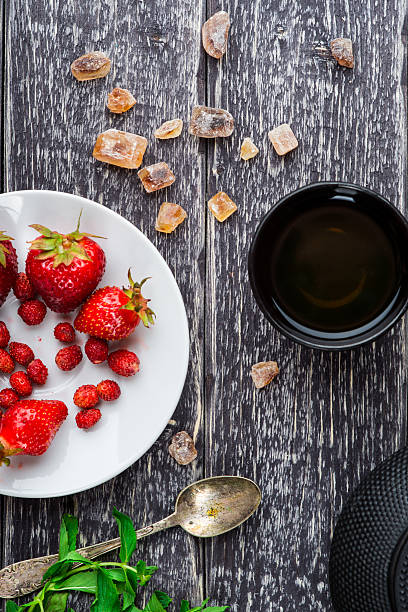 istock Herbal tea and ripe strawberry 486603914