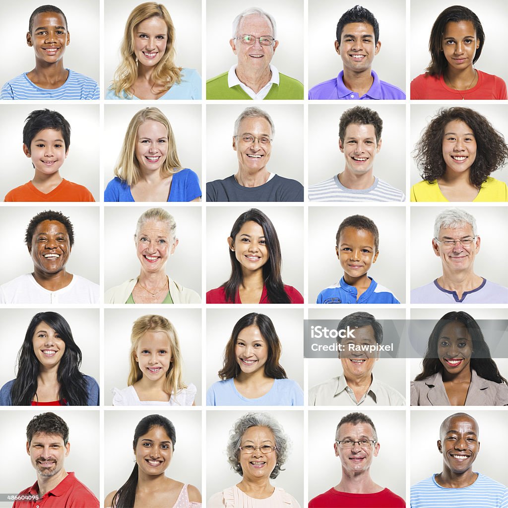 Retrato conjunto de racista diversas pessoas - Foto de stock de Face Humana royalty-free