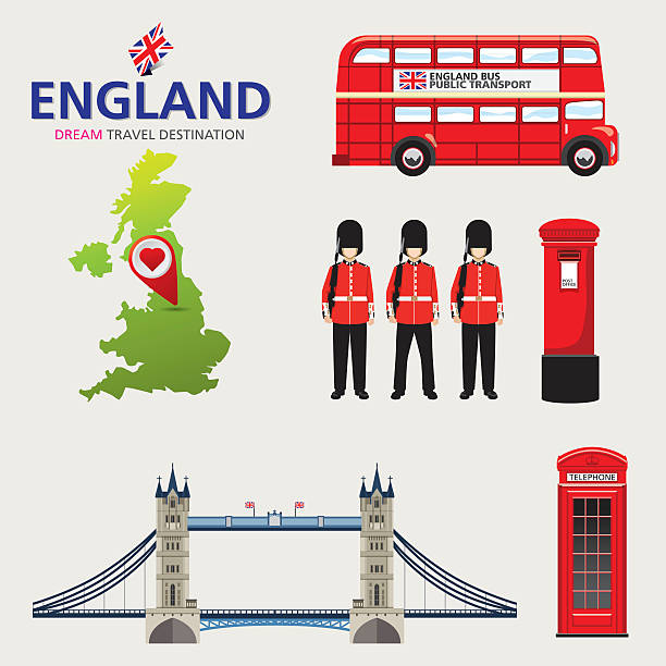 Country England travel vacation guide of goods Country England travel vacation guide of goods, places and features. Set of Infographic Element / icon / Symbol , Vector Design shooting guard stock illustrations