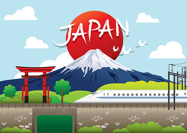 ilustrações de stock, clip art, desenhos animados e ícones de fuji, japão conceito de destinos de viagens, viagens coleção de modelos de design - east asian ethnicity