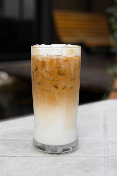 istock Iced coffee with milk is on the table. 486605508