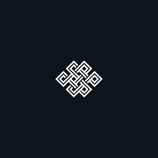 Infinite knot symbol on black Infinite knot symbol on black background tibet stock illustrations
