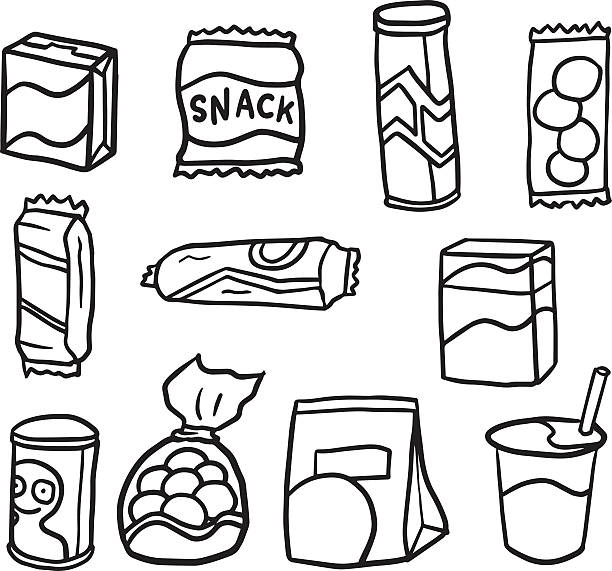 ilustrações de stock, clip art, desenhos animados e ícones de vector conjunto de lanche - tortilla chip