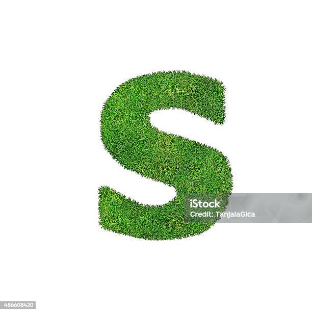 S Grass Letter Isolated On White Background Stock Photo - Download Image Now - 2015, Alphabet, Capital Letter