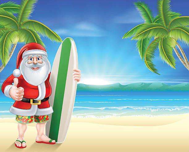 ilustrações de stock, clip art, desenhos animados e ícones de tropical praia de santa - christmas backgrounds holiday focus on background