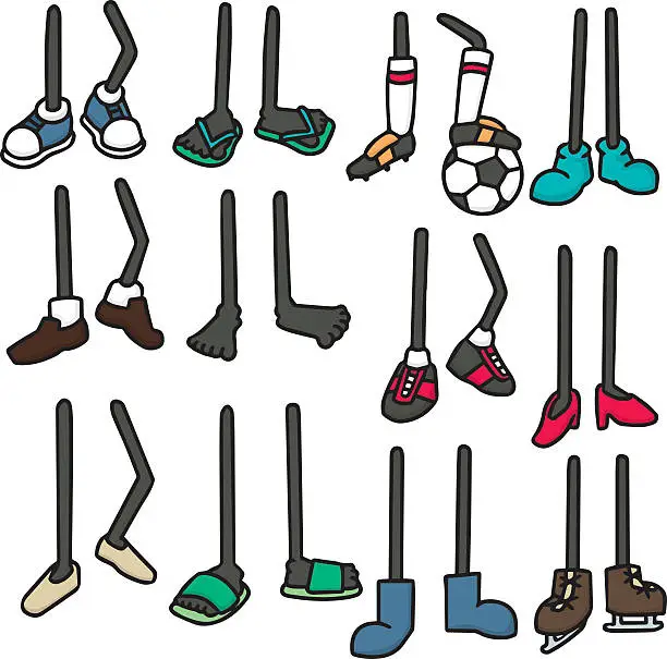 Vector illustration of vector set of cartoon legs