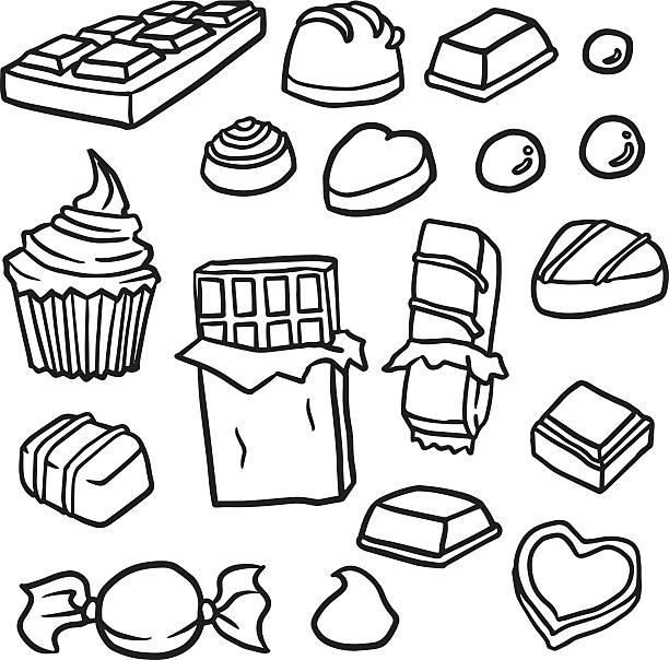 ilustrações de stock, clip art, desenhos animados e ícones de vector conjunto de chocolate - heart shape snack dessert symbol