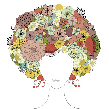 Woman floral silhouette