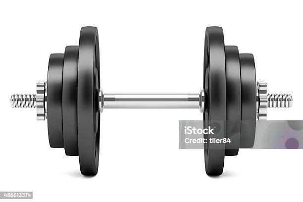 Dumbbell Isolated On White Background Stock Photo - Download Image Now - Dumbbell, Cut Out, Hand Weight