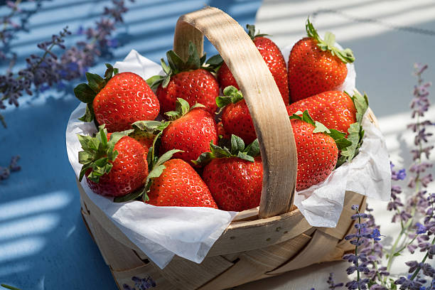 Strawberries in a Basket stock photo