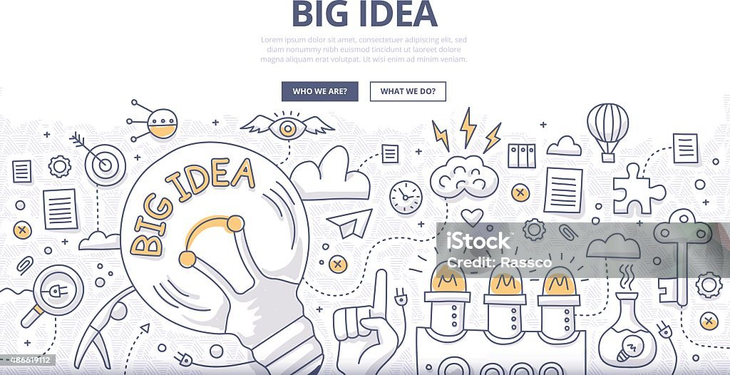 Big Idea Doodle Konzept - Lizenzfrei Gekritzel - Zeichnung Vektorgrafik