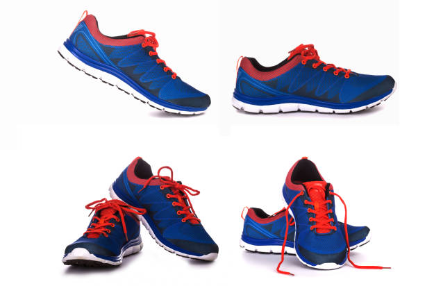 istock Unbranded running shoe, sneaker or trainer isolated on white 486619132