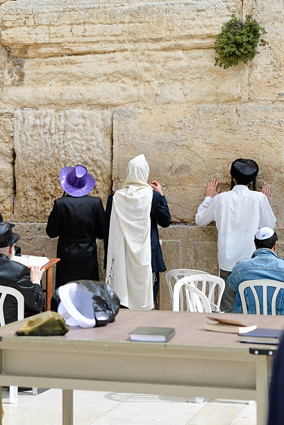 Purim presso il muro occidentale a Gerusalemme - foto stock