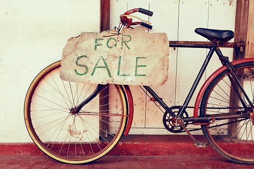 Abandoned bicycle for sale - retro color