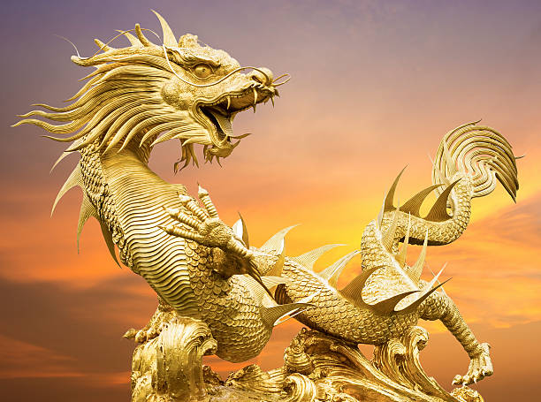 istock Giant golden Chinese dragon 486621611