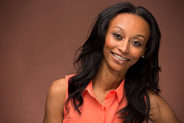 istock Attractive African American Woman with Braces 486621905
