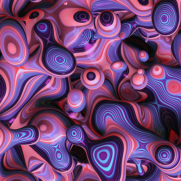 istock abstract striped shapes background, painted 3d blobs, fordite 486622252