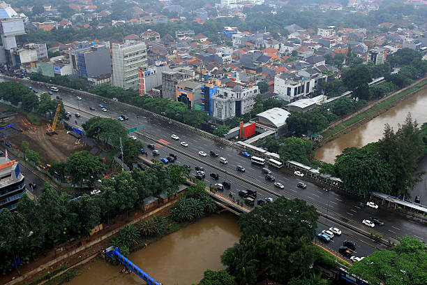 istock view from above Jalan Sudirman, Jakarta 486622867