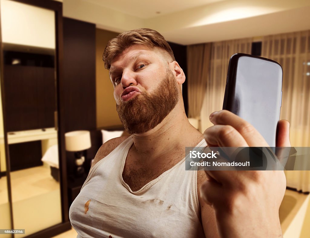 Fat glamour Mann selfie - Lizenzfrei Bizarr Stock-Foto