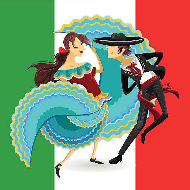 Jarabe Mexique National de danse danse du sombrero mexicain - Illustration vectorielle