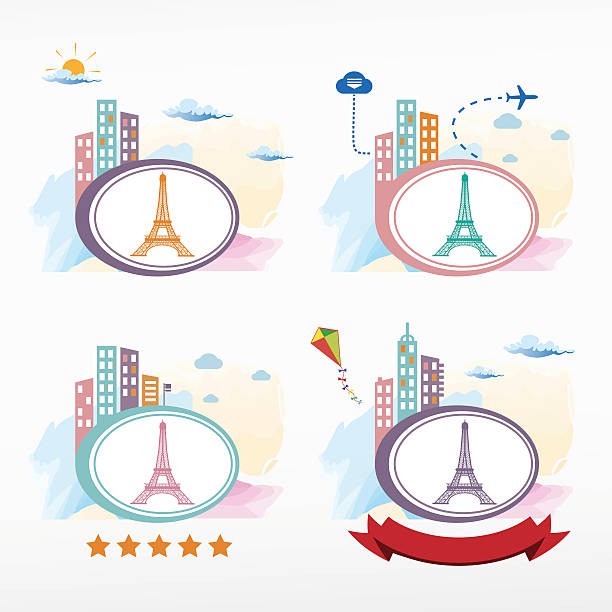 istock Eiffel Tower in Paris, France icon city background. 486624938