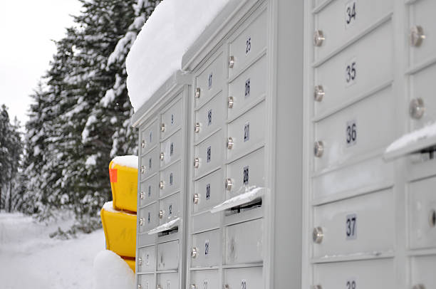 Mailboxes in Winter stock photo