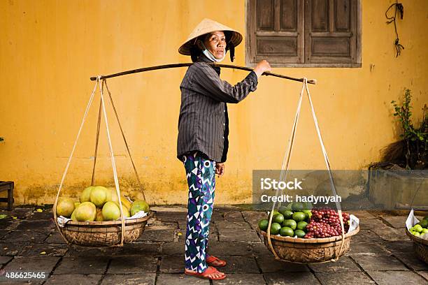 Vietnamese Fruit Seller Stock Photo - Download Image Now - Adult, Adults Only, Agriculture