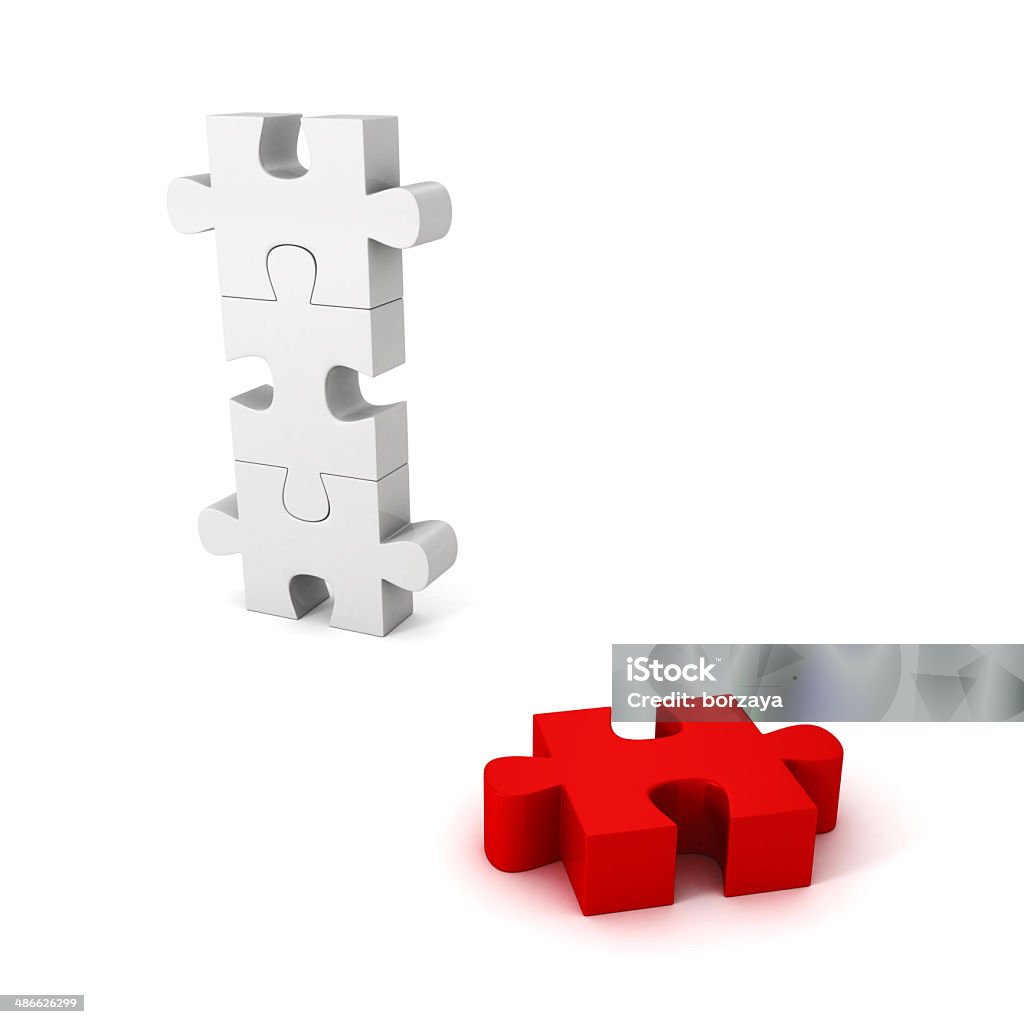 Diversi rosso puzzle bianco pezzo fuori dal gruppo - Foto stock royalty-free di Affari
