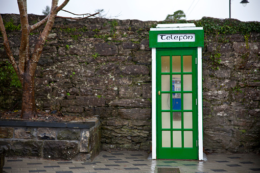 A green phone box in the Republic of Ireland