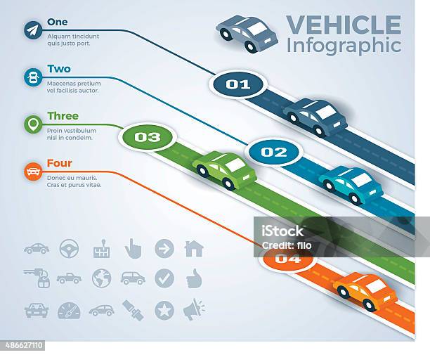 Car Vehicle And Driving Infographic Stock Illustration - Download Image Now - Road, Infographic, Car