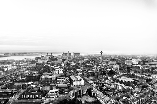 Black and white photo of early morning on My Tho city, Tien Giang province