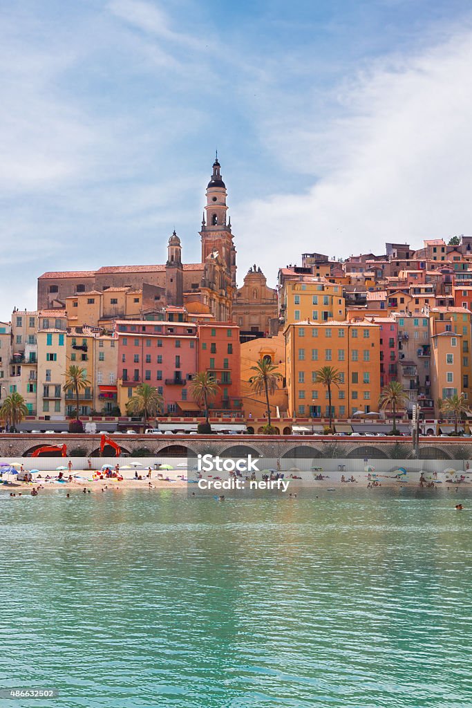 Menton, United Kingdom colorful houses of Menton old town, France 2015 Stock Photo