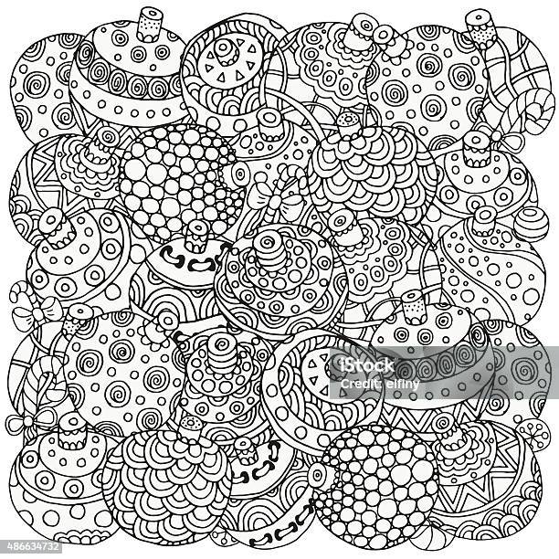 Pattern For Coloring Book Christmas Balls Stock Illustration - Download Image Now - 2015, Abstract, Art