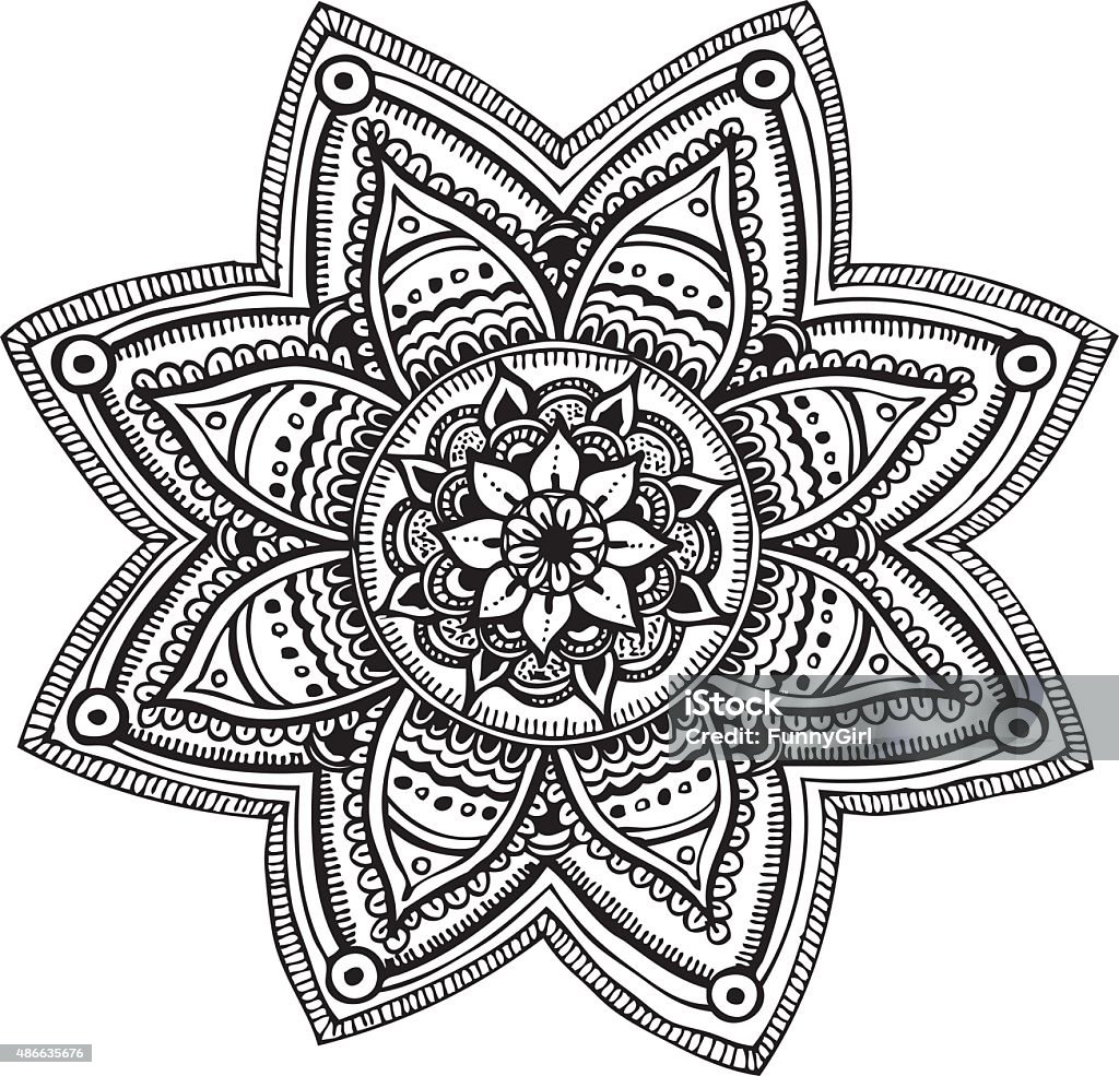 Mandala - hand drawn ornament A hand drawn mandala illustration, vector image. Hinduism stock vector