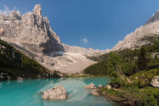 istock Sorapiss peak and lake in Dolomites 486636792