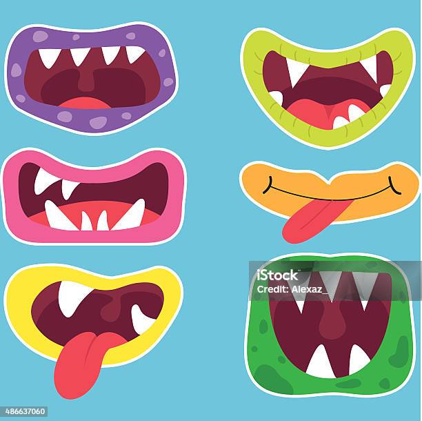 Monster Mouths Set Stock Illustration - Download Image Now - 2015, Adult, Animal