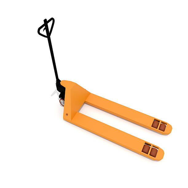 istock Orange manual hand hydraulic pallet truck 486637904
