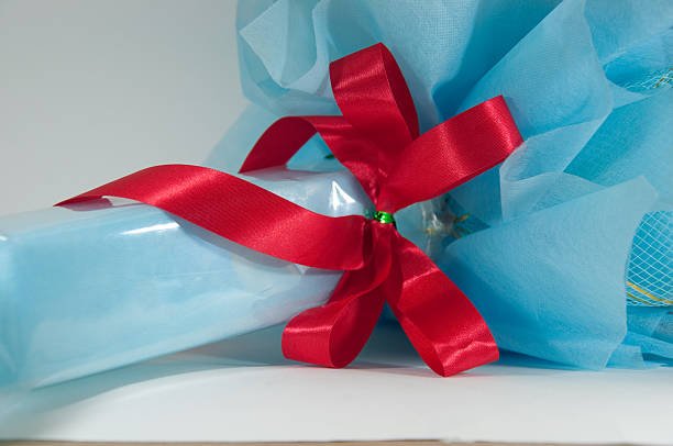bouquet  ribbon  Red Christmas gift isolated