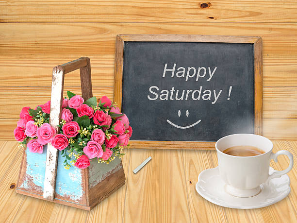 istock Happy Saturday on chalkboard 486640172