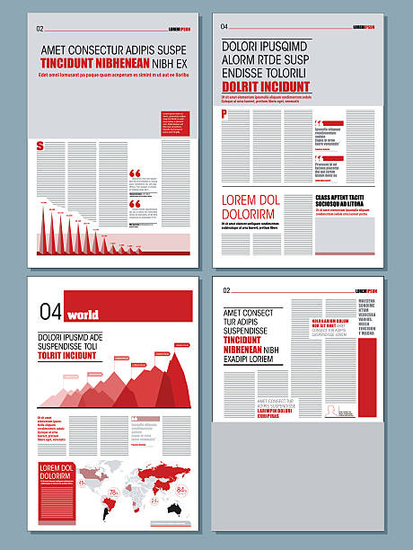 Modern design newspaper Graphical layout modern red newspaper template indesign templates stock illustrations