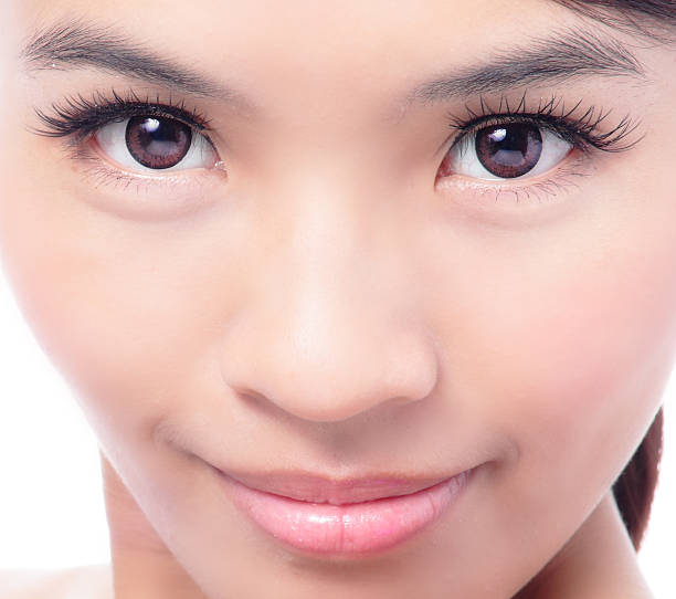 istock Young and beautiful woman clean face closeup 486644539