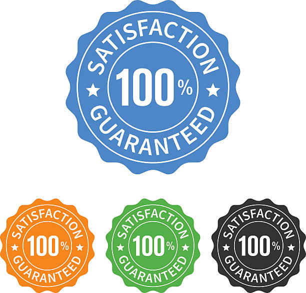 illustrations, cliparts, dessins animés et icônes de 100 % satisfaction garantie étiquette de sceau ou à icône - seal of approval
