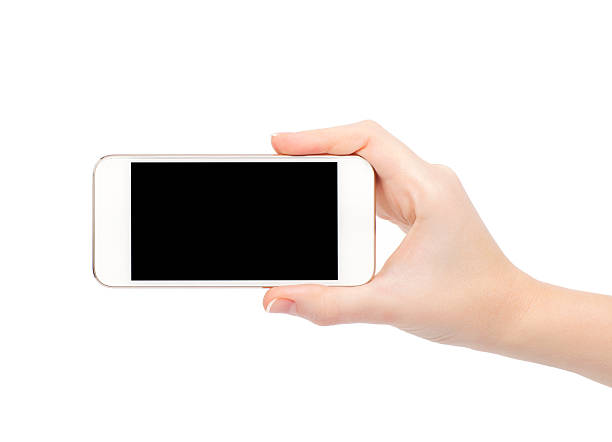 istock female hand holding white touch phone 486646165