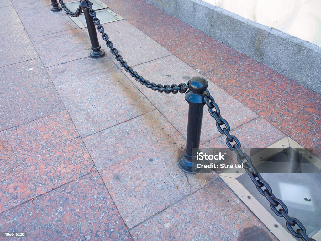 Fence chain. Photographed with mobile phone. 2015 Stock Photo