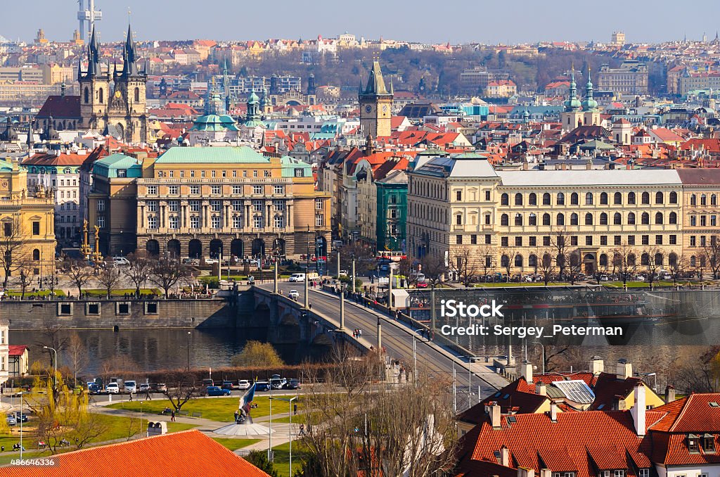 Prague panoramic view on Prague old town from above, Czech Republic 2015 Stock Photo